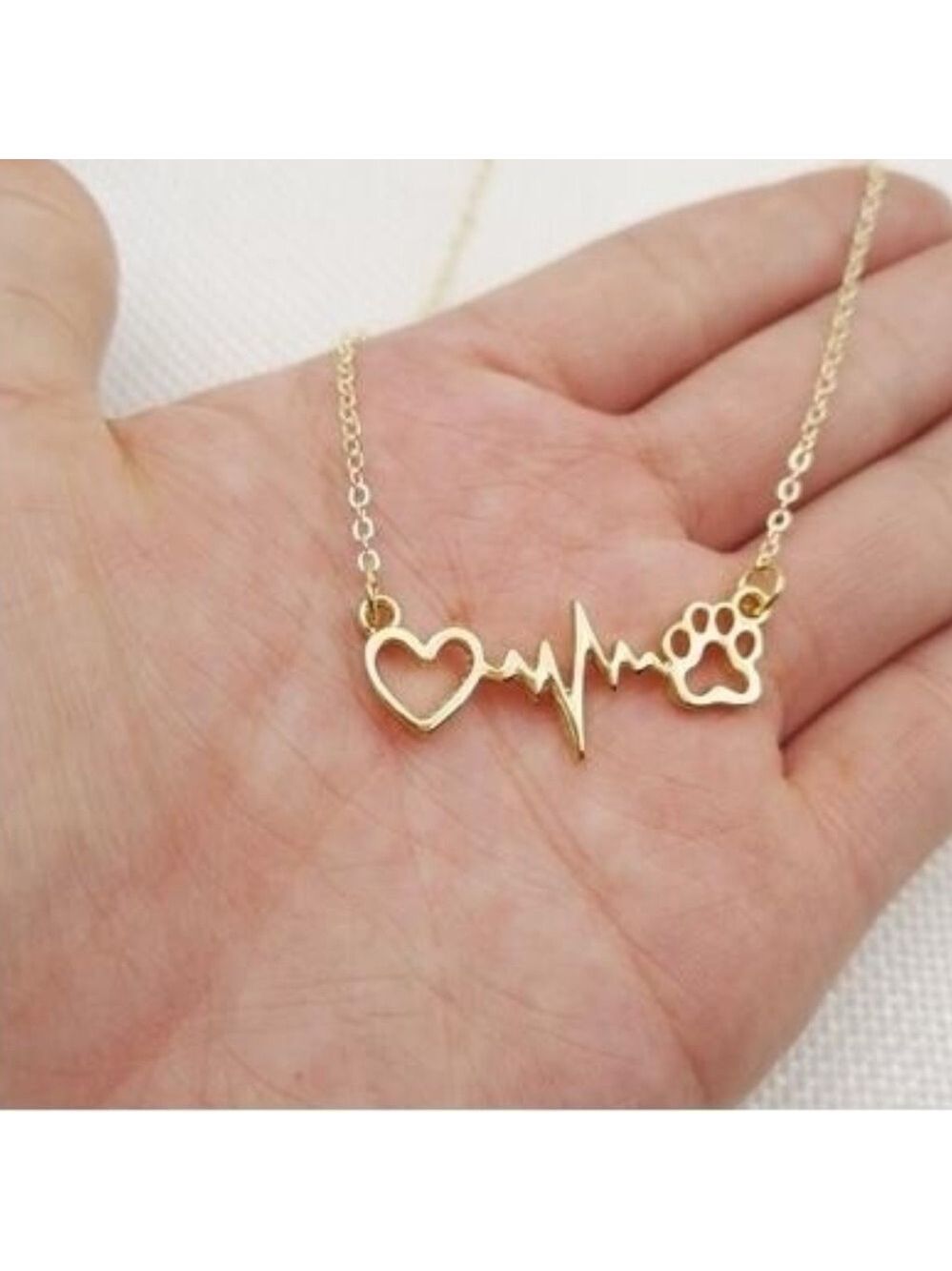 Paw Print Heartbeat Necklace